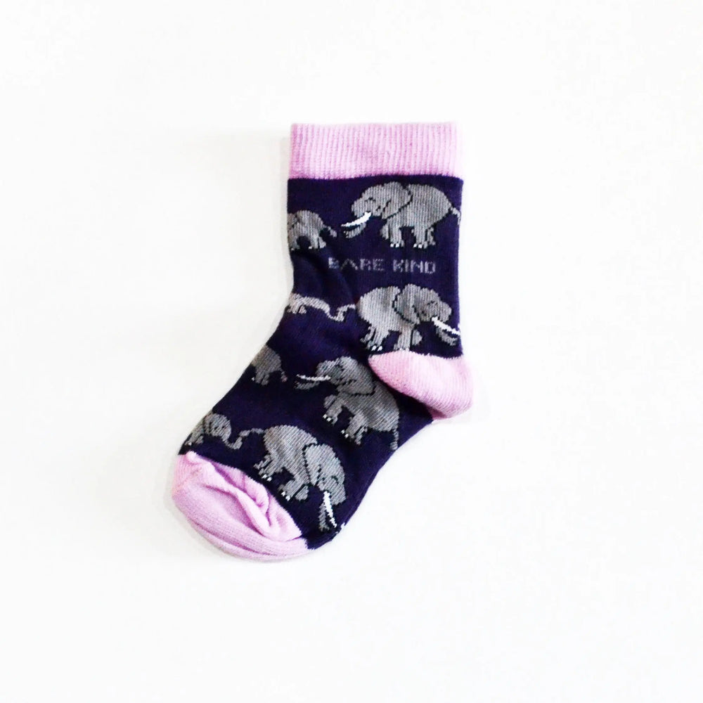 Save the Elephants Bamboo Socks for Kids Bare Kind