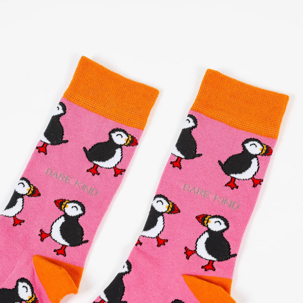 Save the Pink Puffin Bamboo Socks Bare Kind