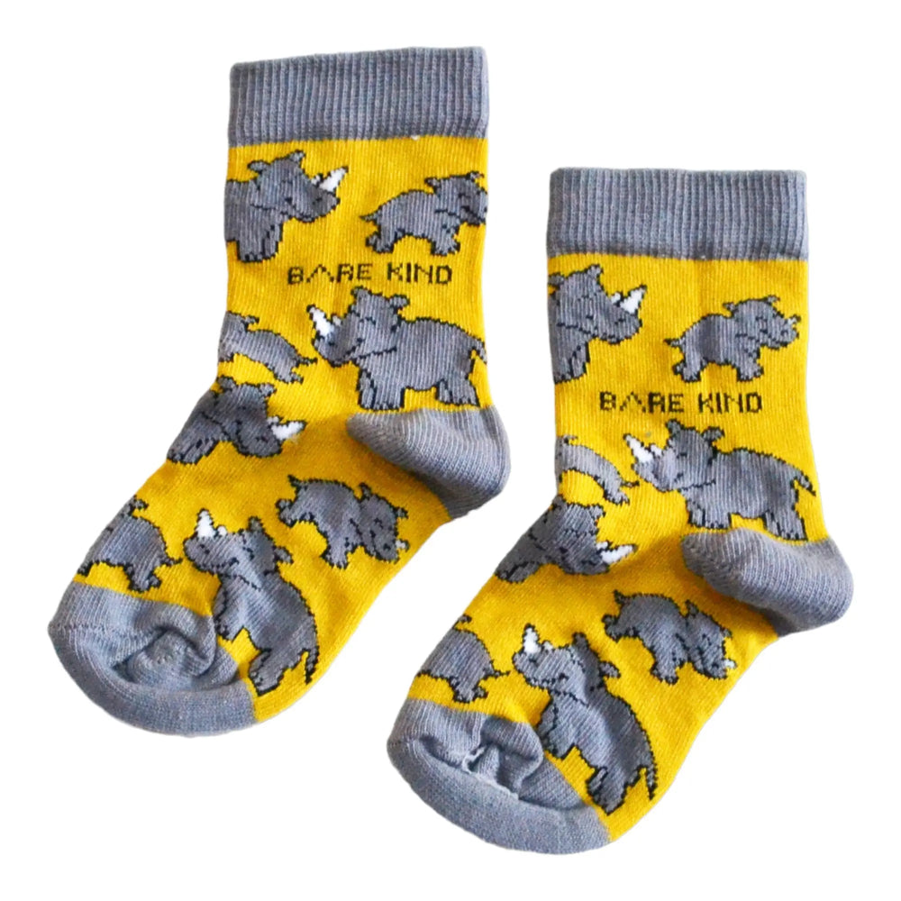 Save the Rhinos Bamboo Socks for Kids Bare Kind