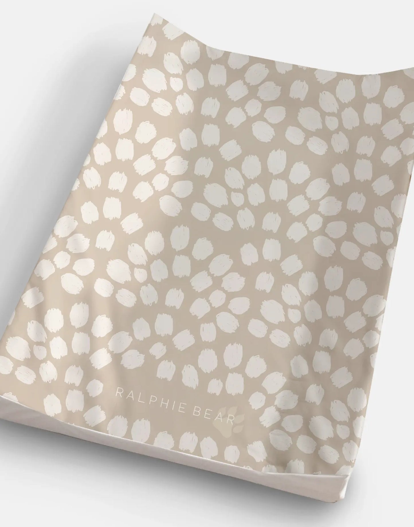 Scallop Anti Roll Wedge Baby Changing Mat - Neutral Beige Ralphie Bear