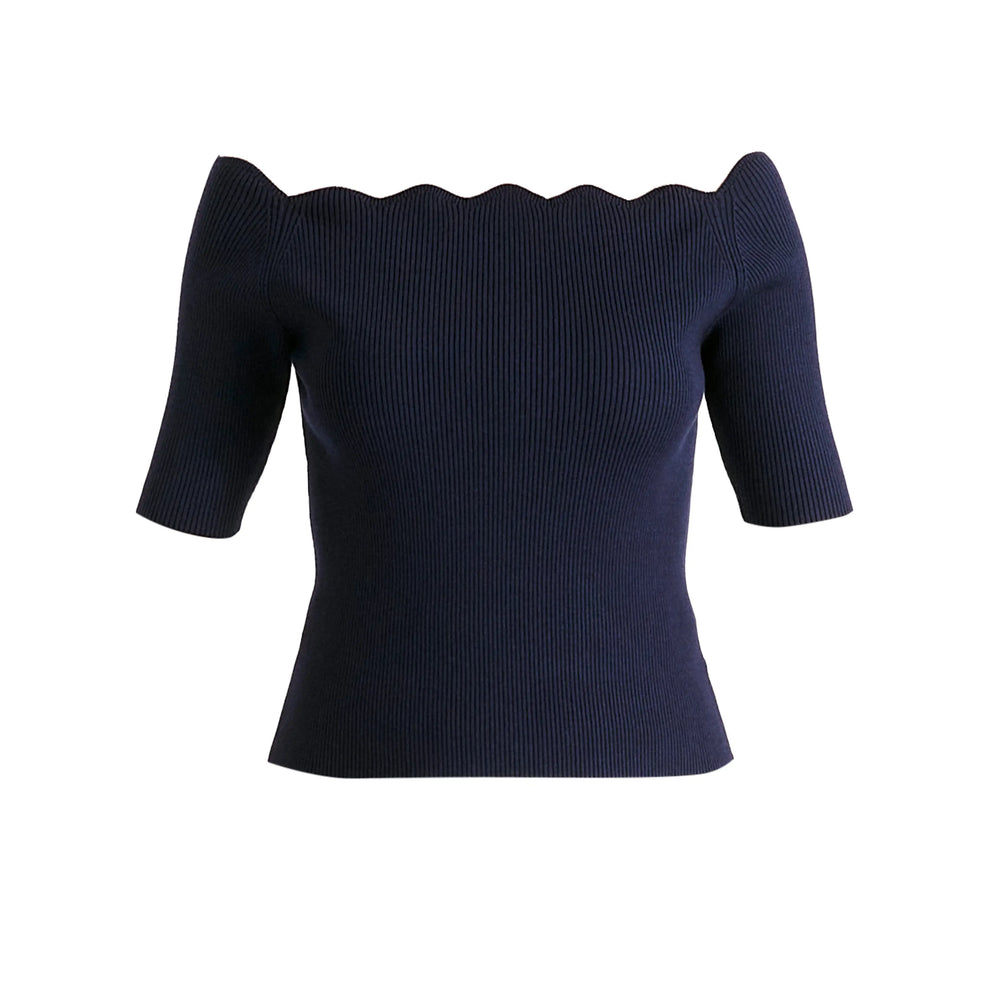 Scallop Neck Knit Top Paisie