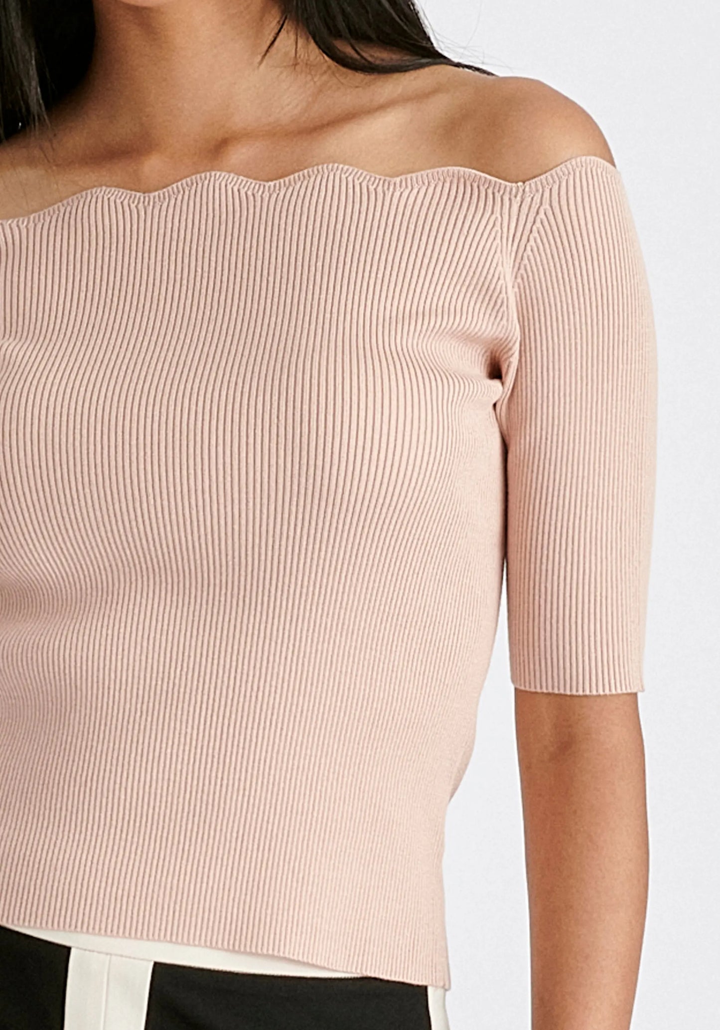 Scallop Neck Knit Top Paisie