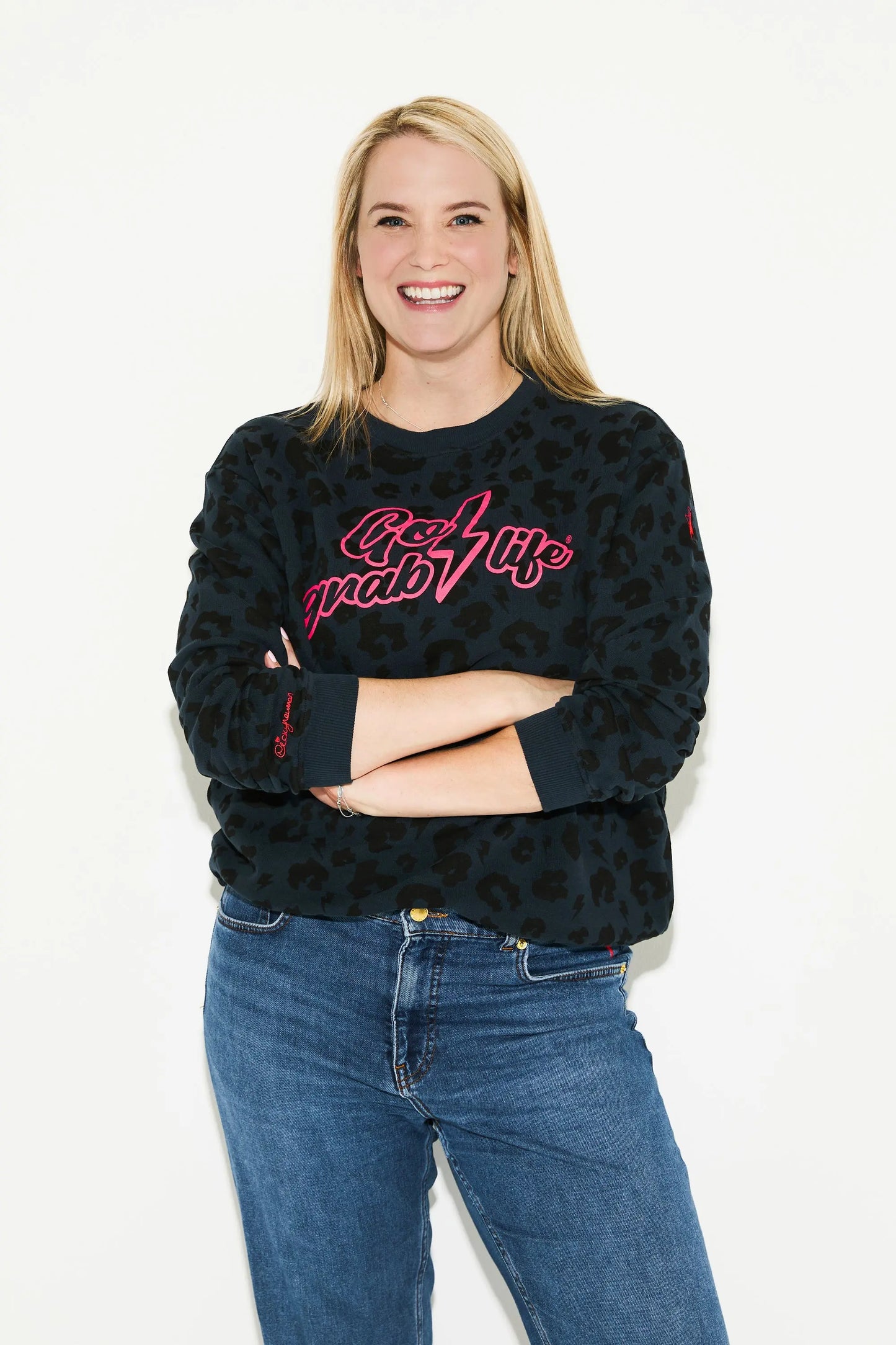 Scamp & Dude x Nicky Newman Navy with Black Leopard 'Go Grab Life' Charity Oversized Sweatshirt Scamp & Dude