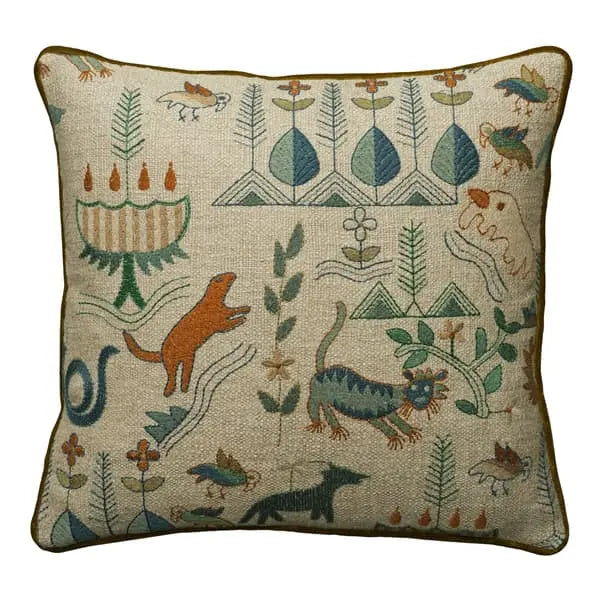 Scout Forest, Sustainable Feather, Cushion Linen & Linen Blend Embroidered & Animal & Floral Andrew Martin