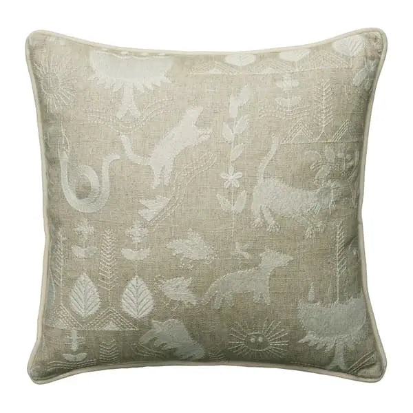 Scout Ivory, Sustainable Feather, Cushion Linen & Linen Blend Embroidered & Animal & Floral Andrew Martin