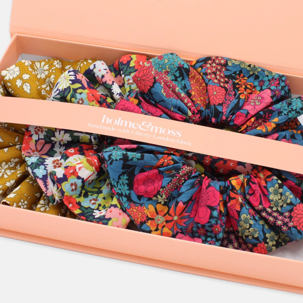 Scrunchie Gift Box, Liberty Print Pop Classics Collection, Set of Three Holme & Moss