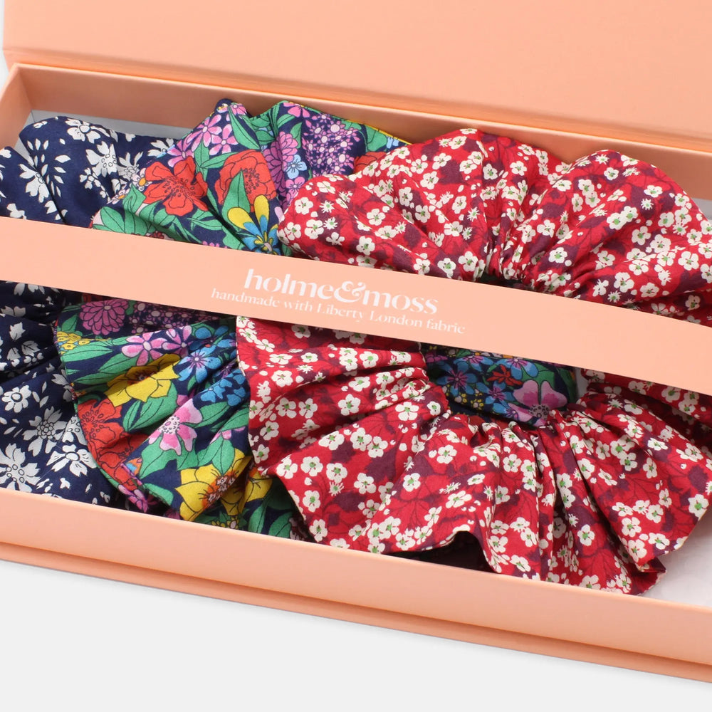 Scrunchie Gift Box, Liberty Print Summer Brights Collection, Set of Three Holme & Moss