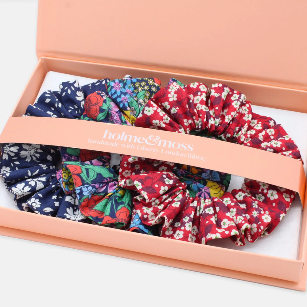 Scrunchie Gift Box, Liberty Print Summer Brights Collection, Set of Three Holme & Moss