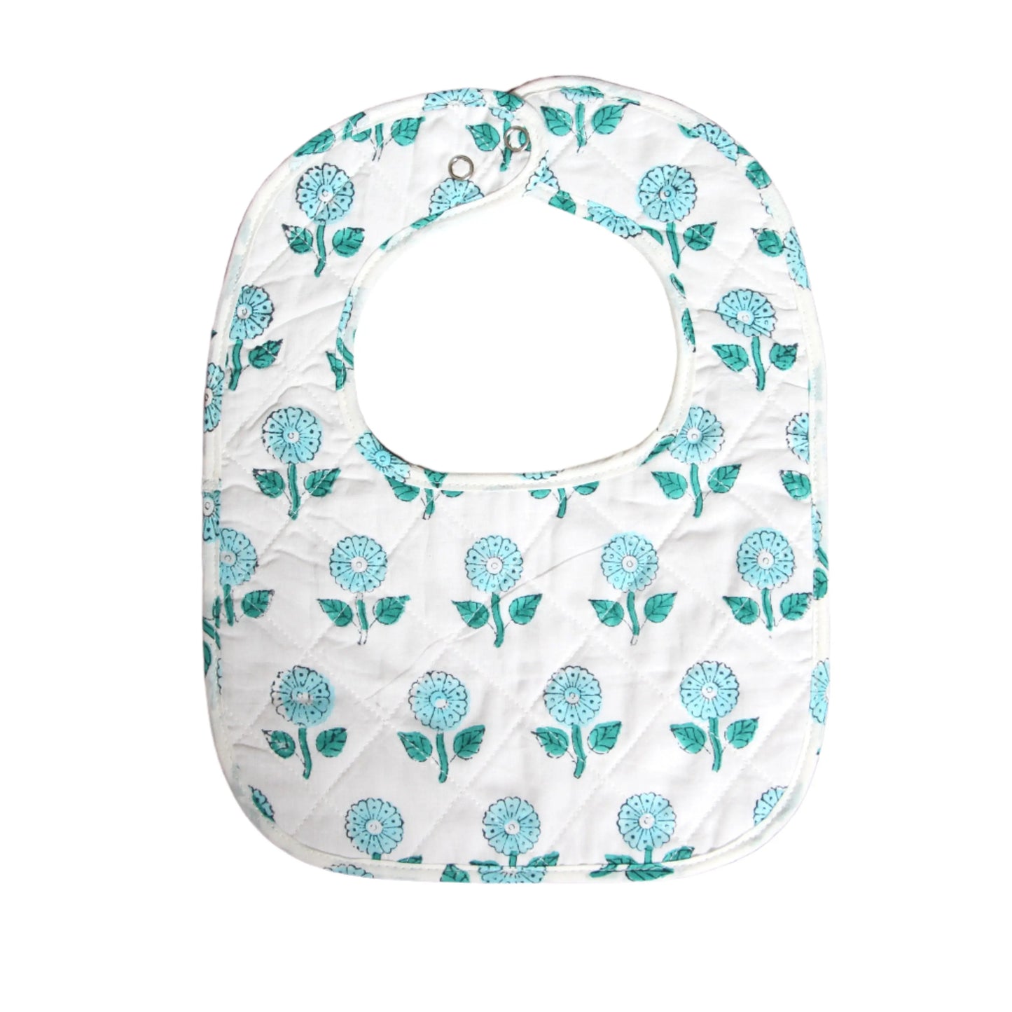 Sea Blue Flower Quilted Bib WooWoo London