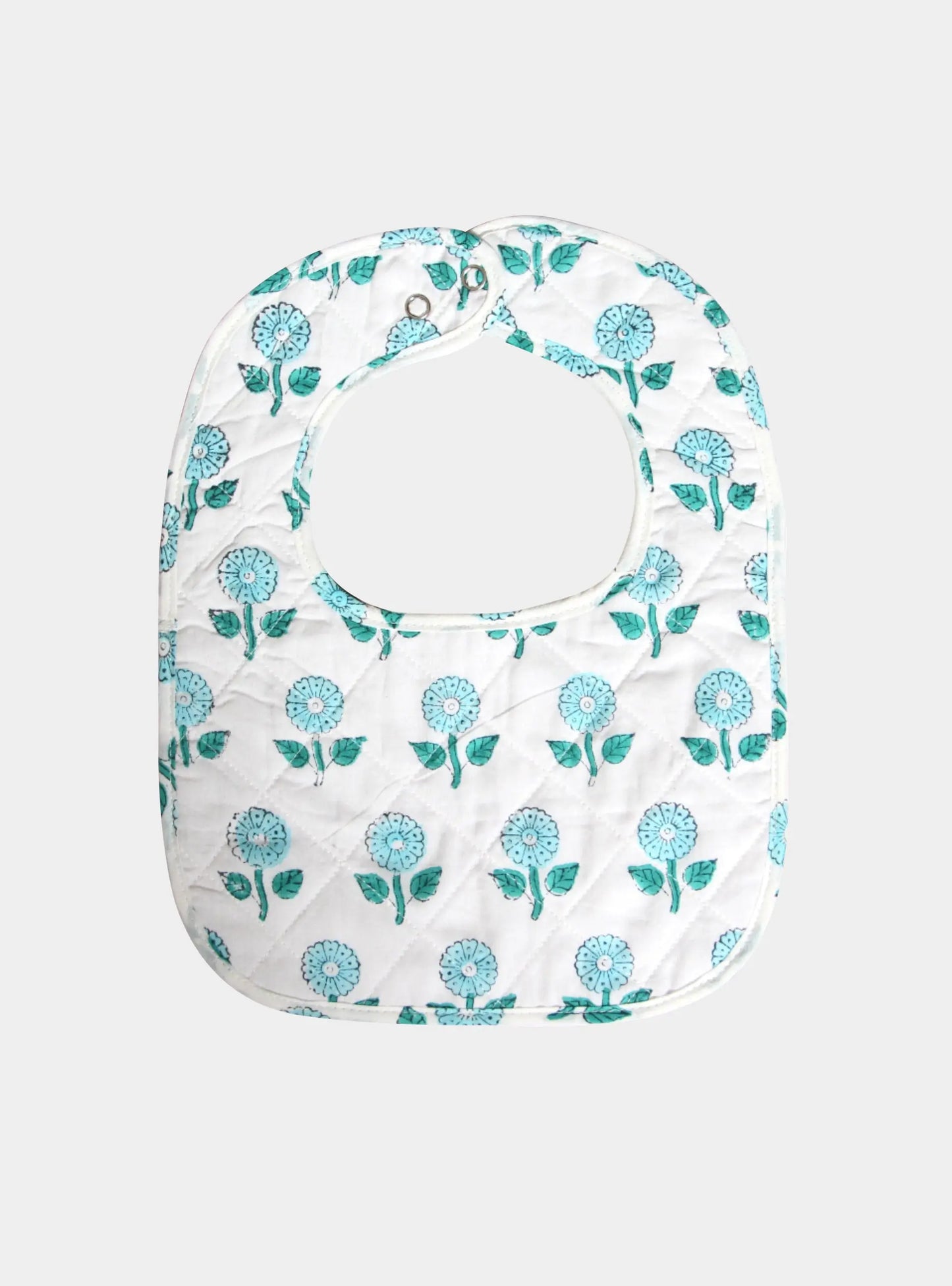Sea Blue Flower Quilted Bib WooWoo London