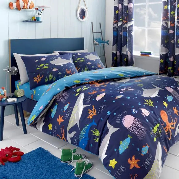 Sea Life Duvet Cover and Pillowcase Set Dunelm