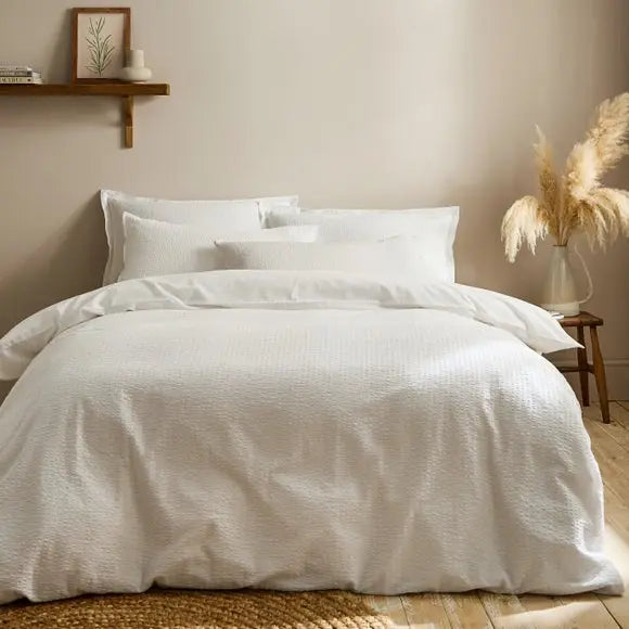 Seersucker Woven Cotton Duvet Cover & Pillowcase Set Dunelm