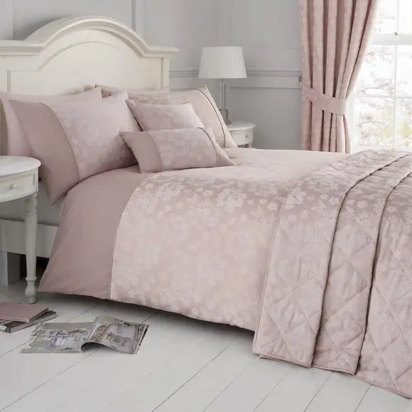 Serene Blossom Blush Duvet Cover and Pillowcase Set Dunelm