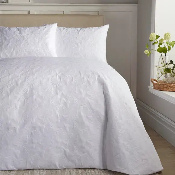 Serene Butterfly Garden White Duvet Cover and Pillowcase Set Dunelm
