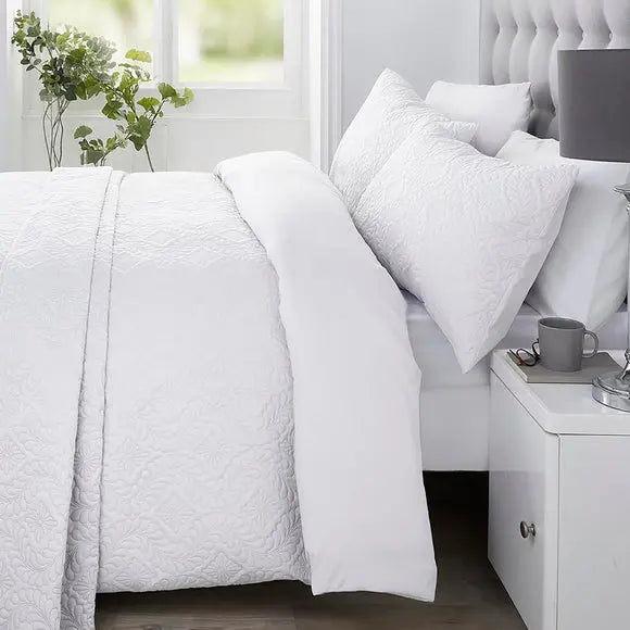 Serene Gianna White Duvet Cover and Pillowcase Set Dunelm