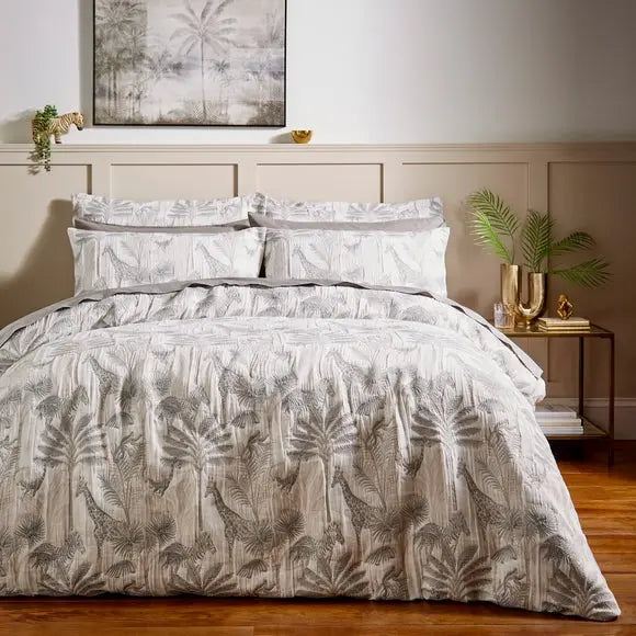 Seronera Safari Natural Duvet Cover and Pillowcase Set Dunelm