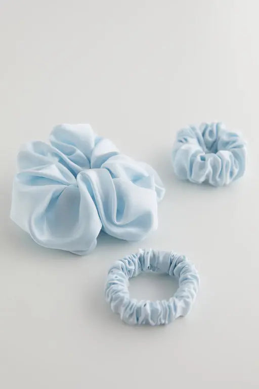 Set of 3 Silk Scrunchies 'Trio' Blues TEYA