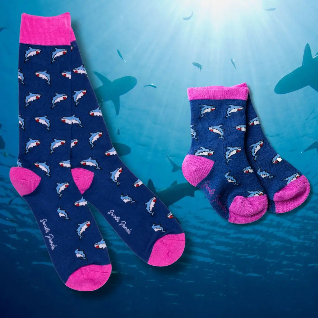 Sharks Matching Bamboo Socks (Adult & Child) Swole Panda