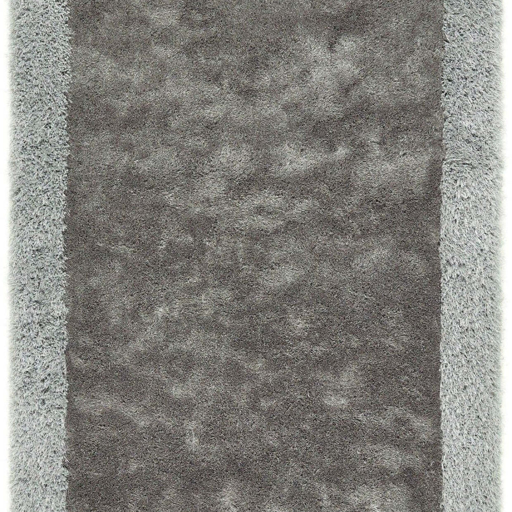Shimmer Silver Grey Bordered Shaggy Rug The Rugs