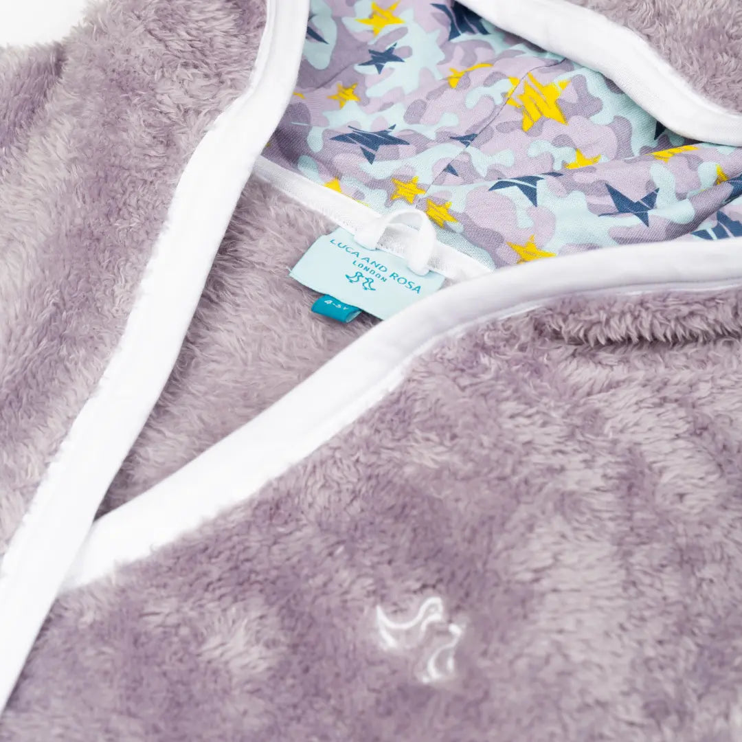 Shining Stars Girls Print Dressing Gown Grey Luca and Rosa