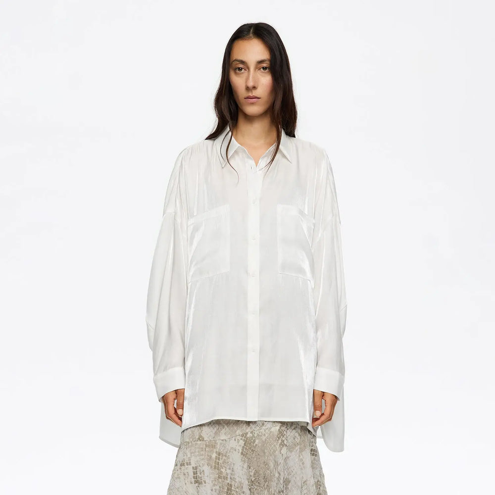 Shiny white oversize shirt Bimba y Lola UK