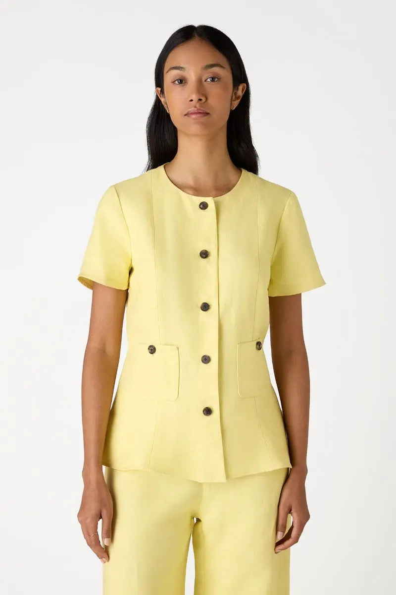 Short Sleeve Linen Top Bamford