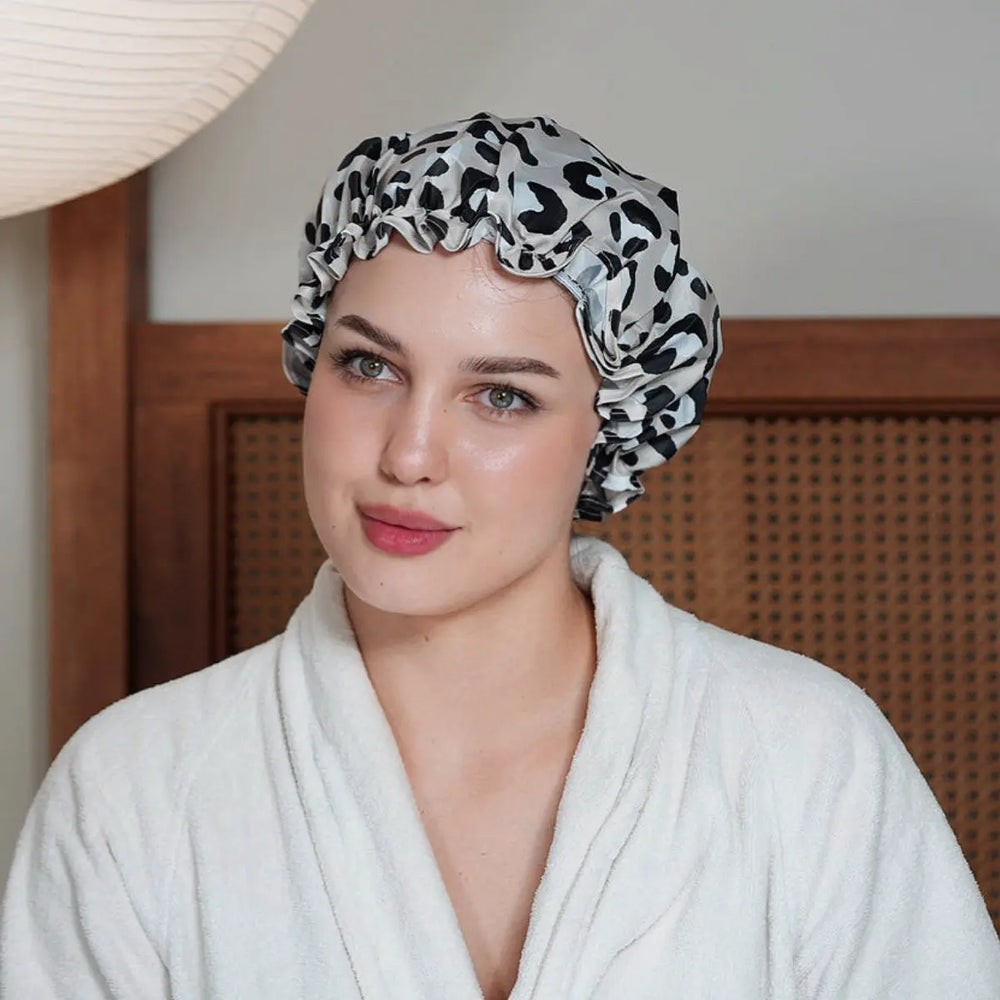 Shower Cap - Grey Leopard Print SMUG
