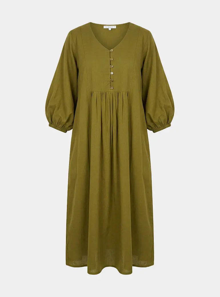 Shree Olive Green Midi Dress Naree Clothing