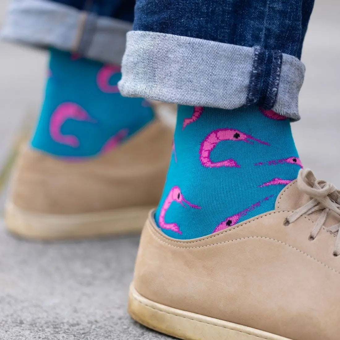 Shrimp Bamboo Socks Swole Panda