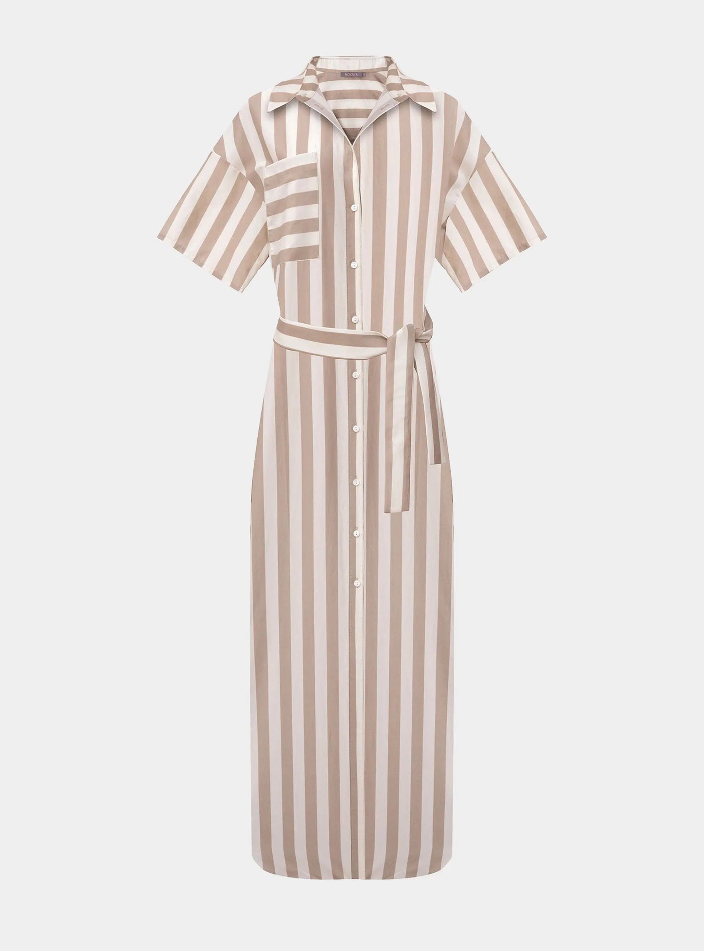 Silk Cotton Long Shirt Dress Oat Milk NOKAYA