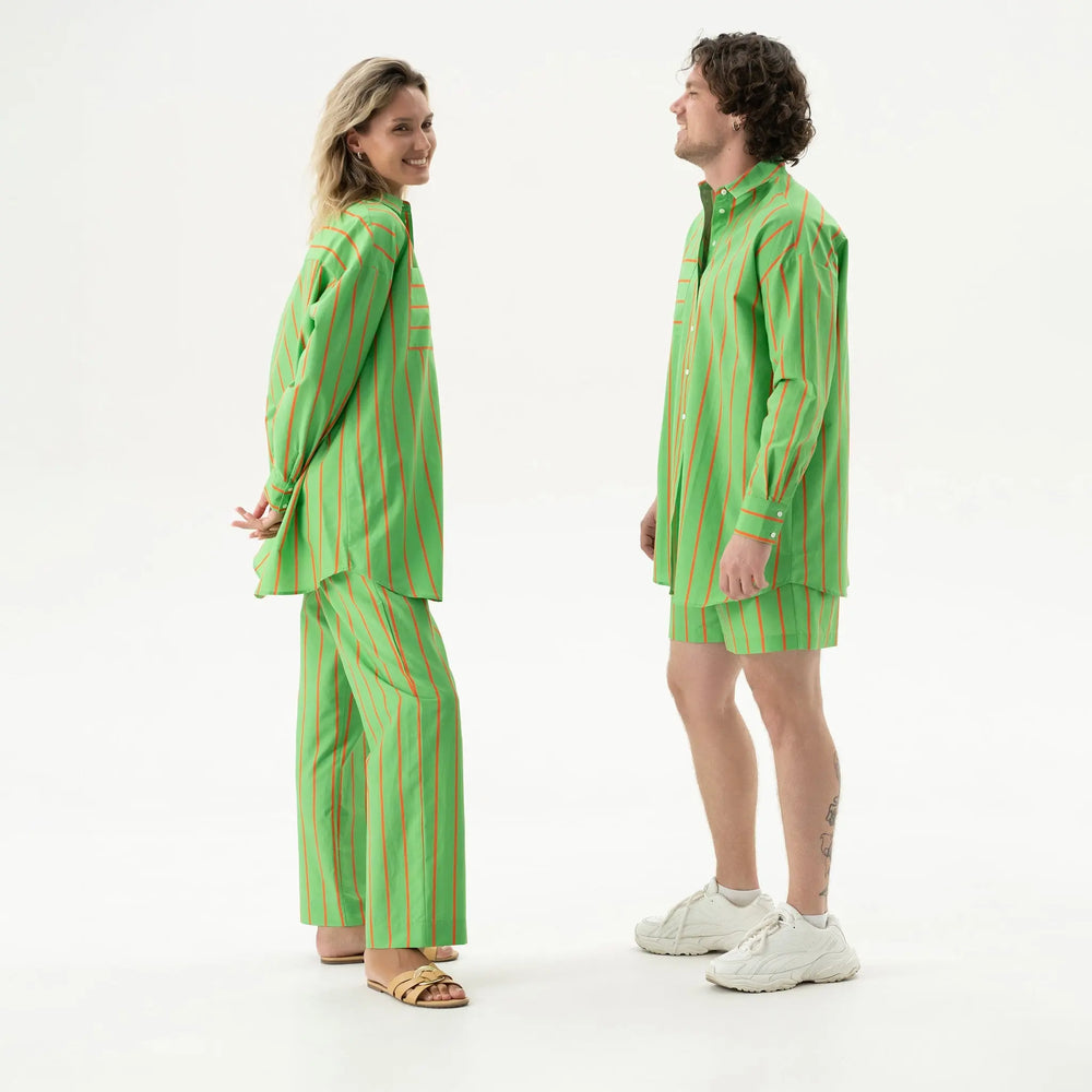 Silk Cotton Pants Retro Green NOKAYA