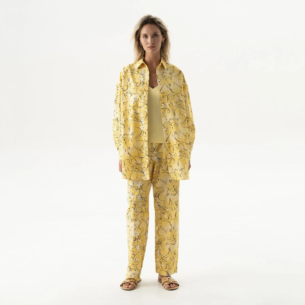 Silk Cotton Pants Yellow Flowers NOKAYA