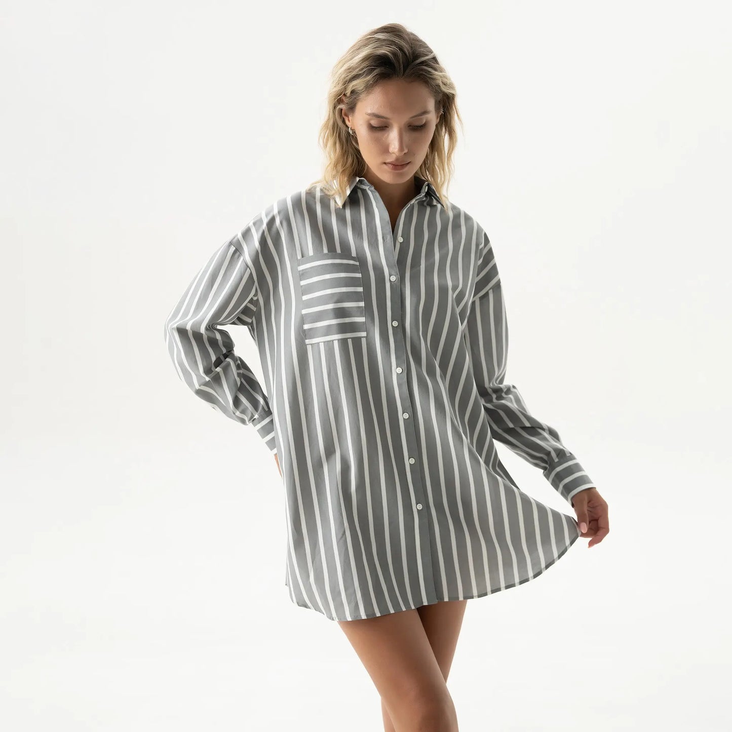 Silk Cotton Shirt Quiet Gray NOKAYA