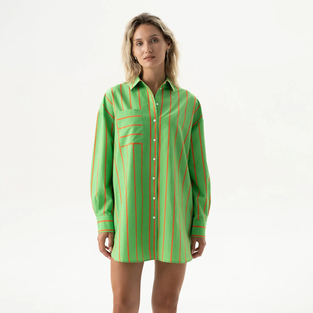 Silk Cotton Shirt Retro Green NOKAYA