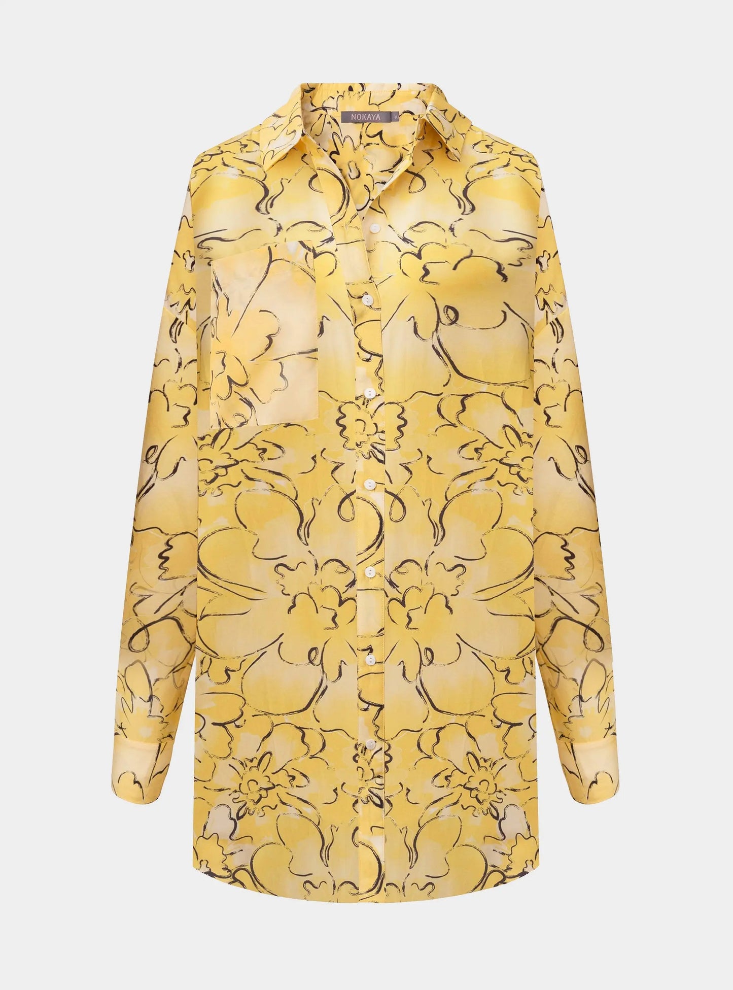 Silk Cotton Shirt Yellow Flowers NOKAYA