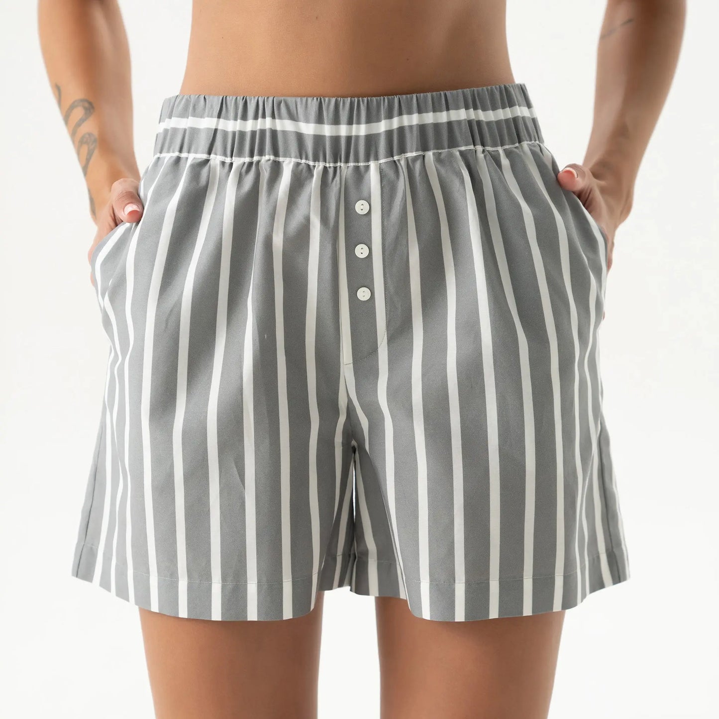 Silk Cotton Shorts Quiet Gray NOKAYA