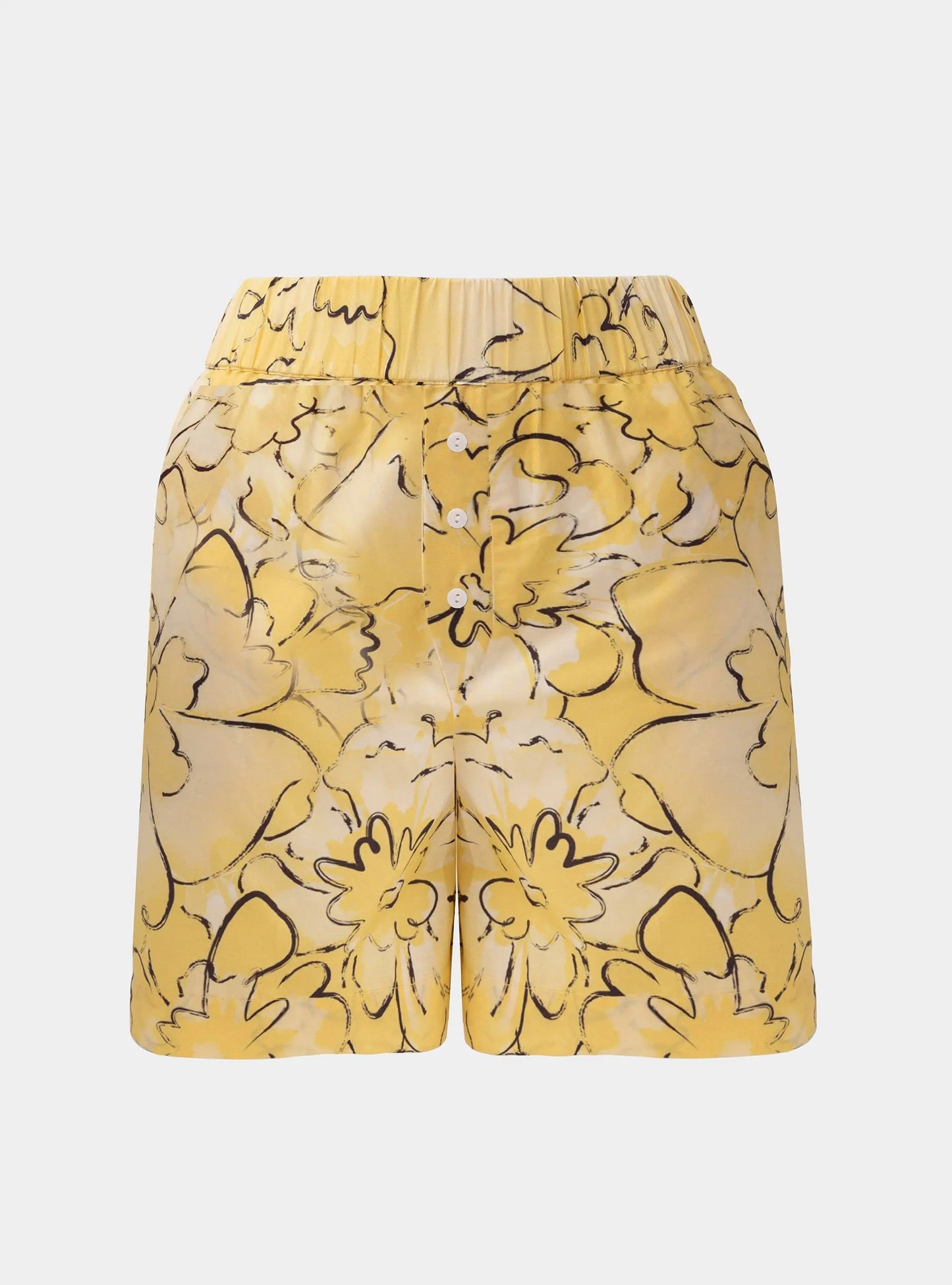 Silk Cotton Shorts Yellow Flowers NOKAYA