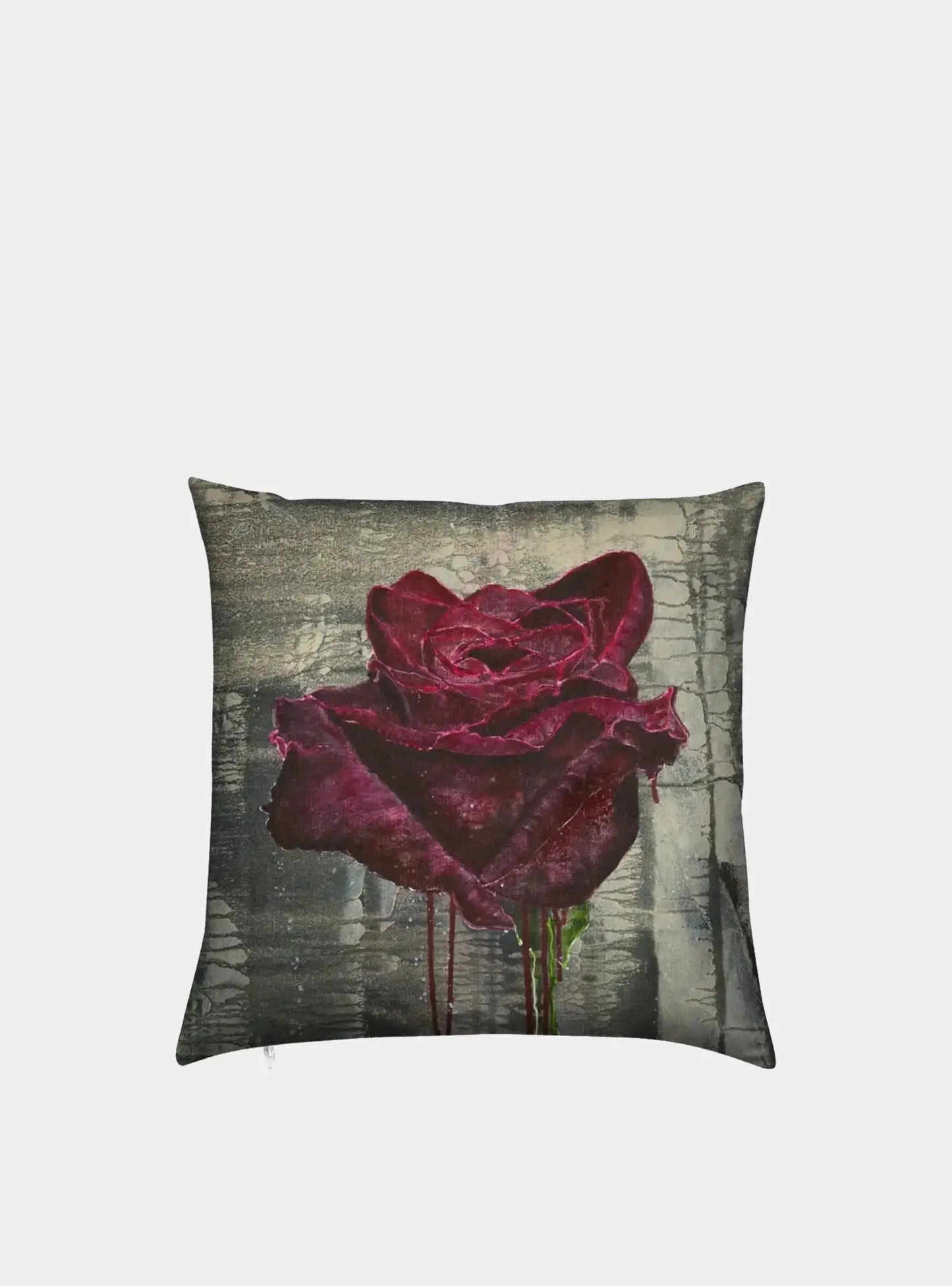 Silk Cushion - Crimson Rose Long Studio Design