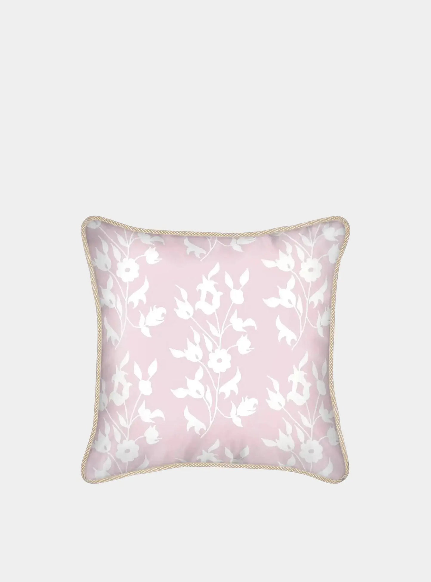 Silk Cushion - Pink With White Foliage Long Studio Design