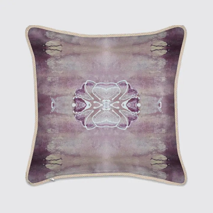 Silk Cushion - Violet Pink with Floral Pattern Long Studio Design