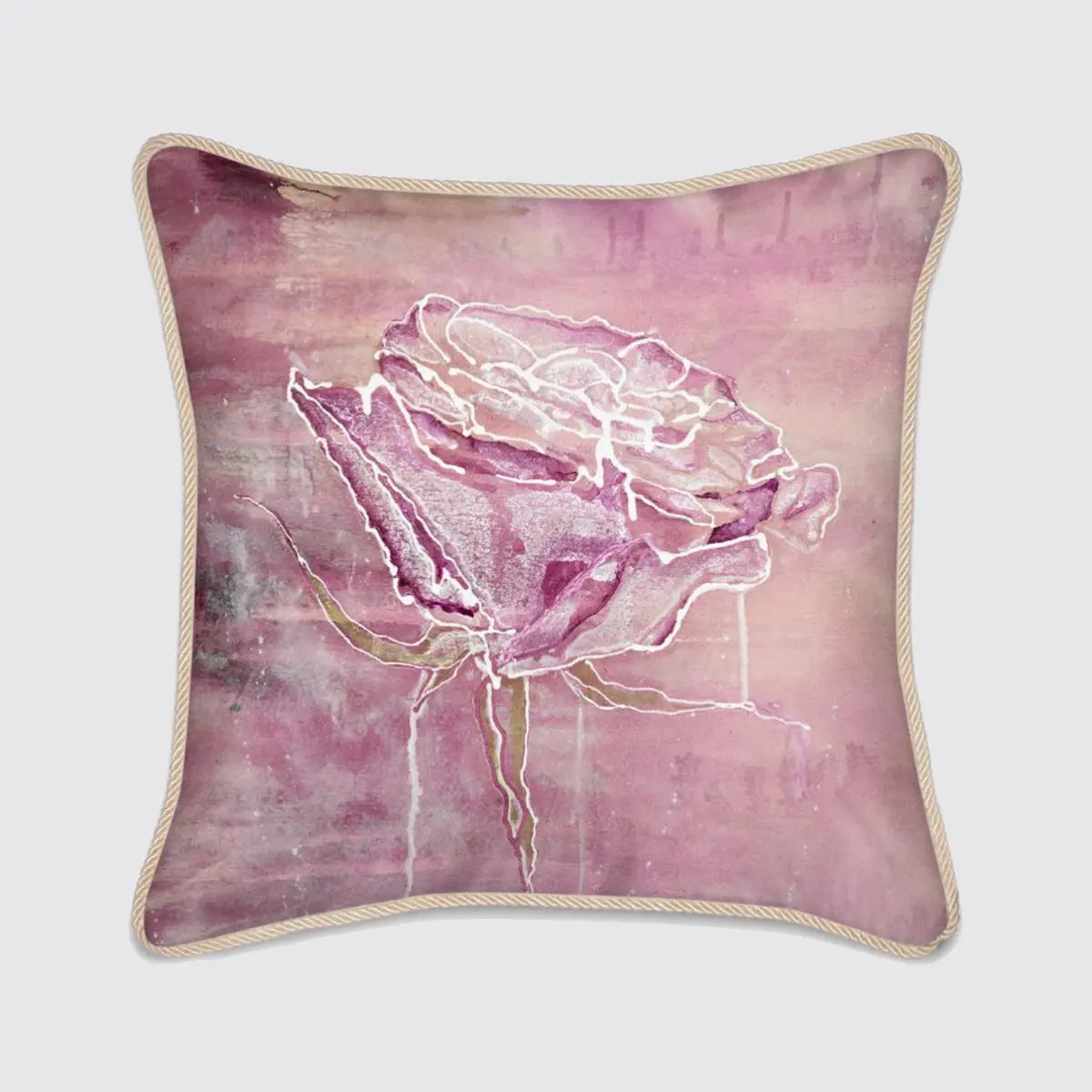 Silk Cushion Violet Pink with Rose Long Studio Design