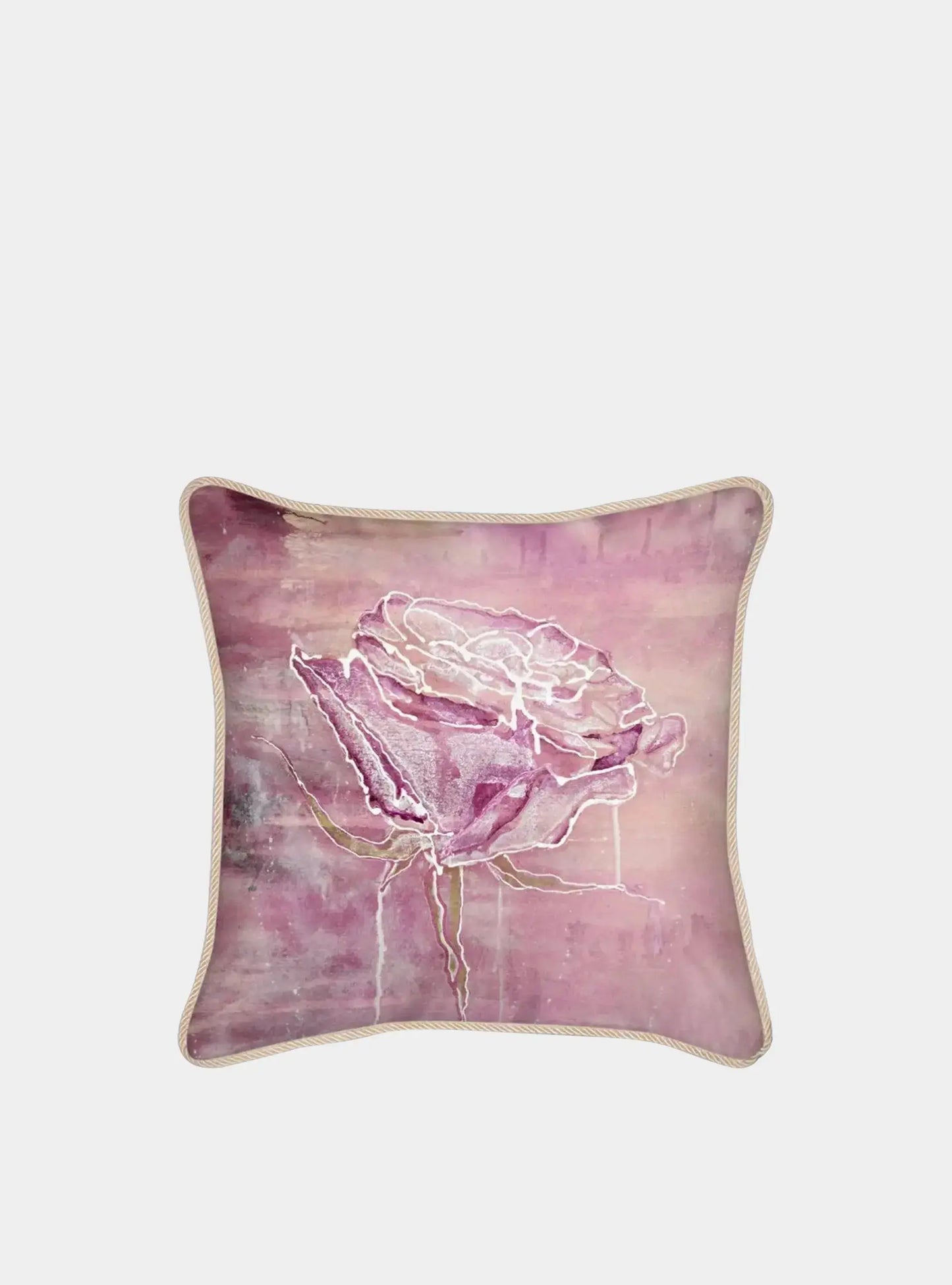 Silk Cushion Violet Pink with Rose Long Studio Design
