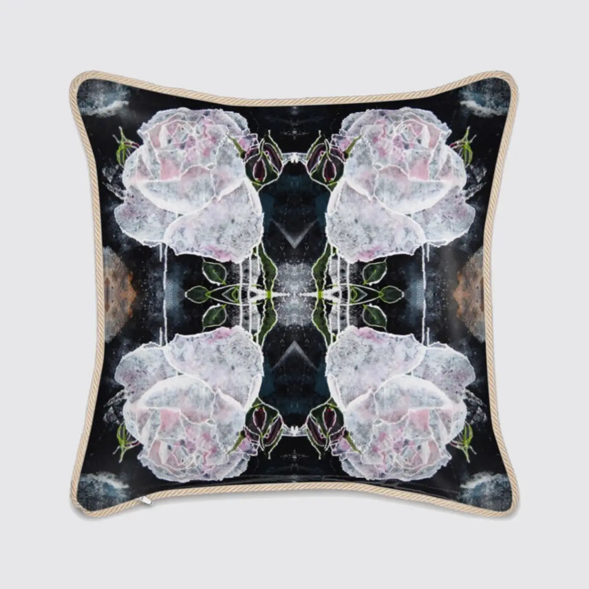 Silk Cushion with White Roses Long Studio Design