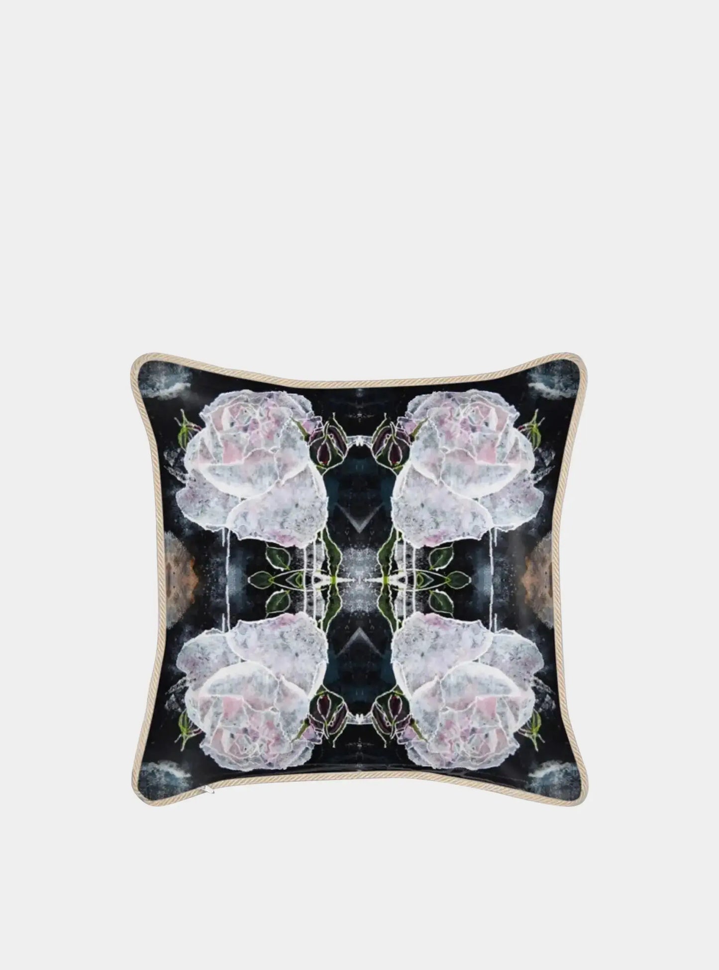 Silk Cushion with White Roses Long Studio Design