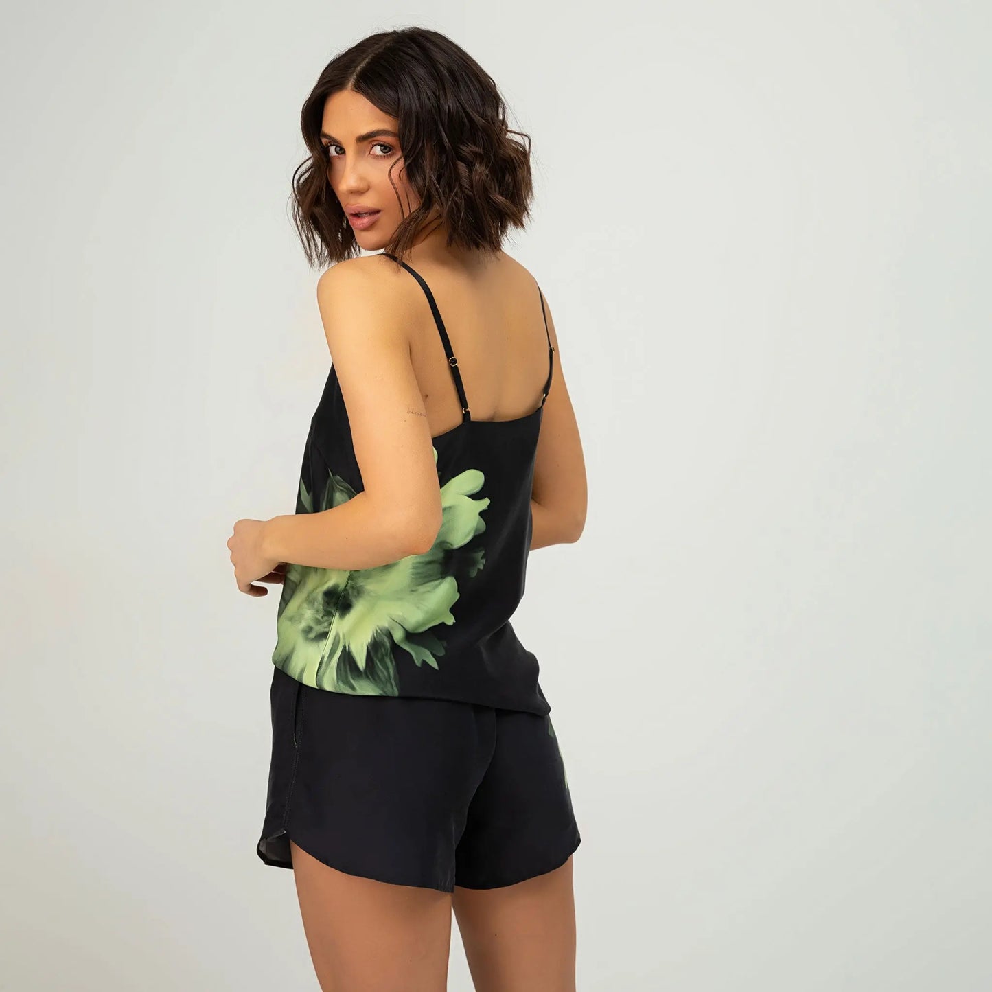 Silk Dreamscape Camisole Black Flower NOKAYA