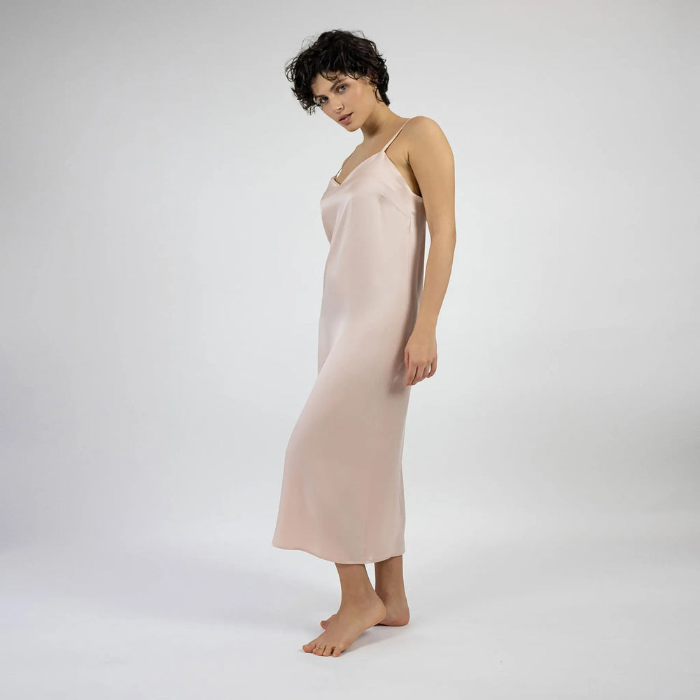 Silk Dreamscape Long Slip Dress Transcendent Pink NOKAYA