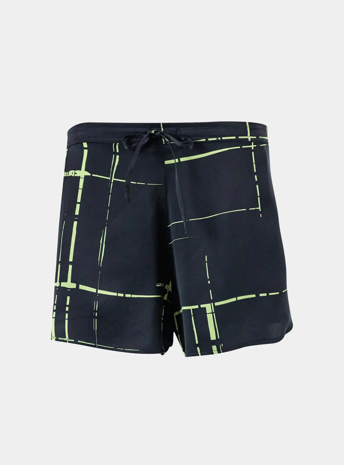 Silk Dreamscape Shorts Black Check NOKAYA