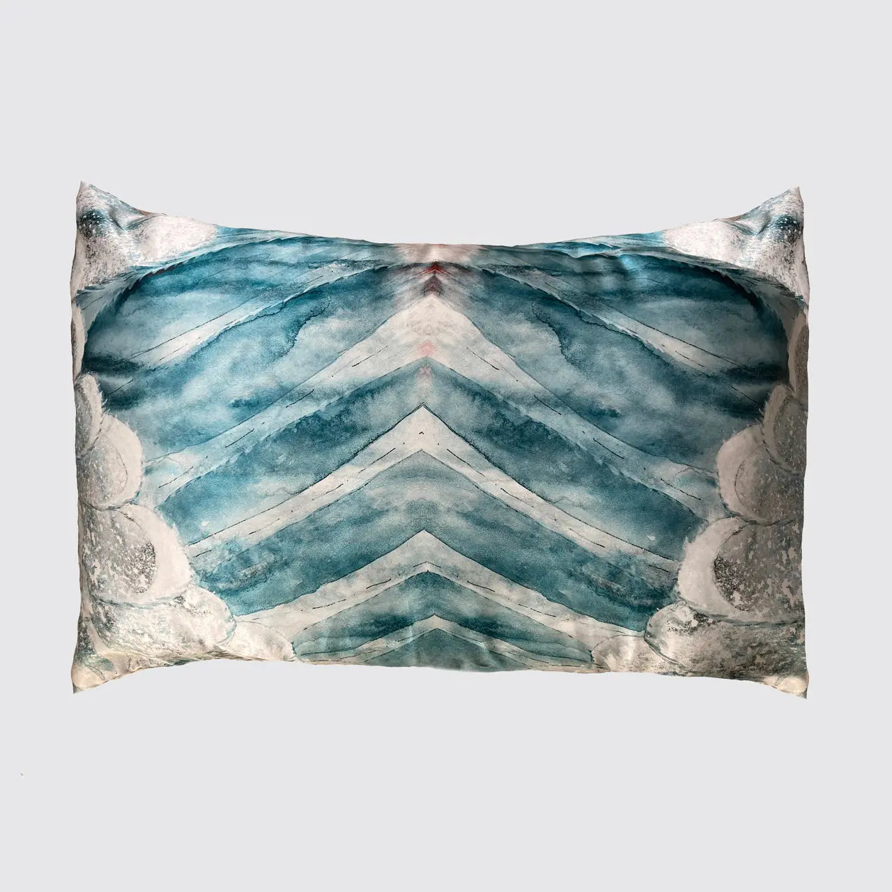 Silk Pillowcase - Aqua With Wing Design Long Studio Design