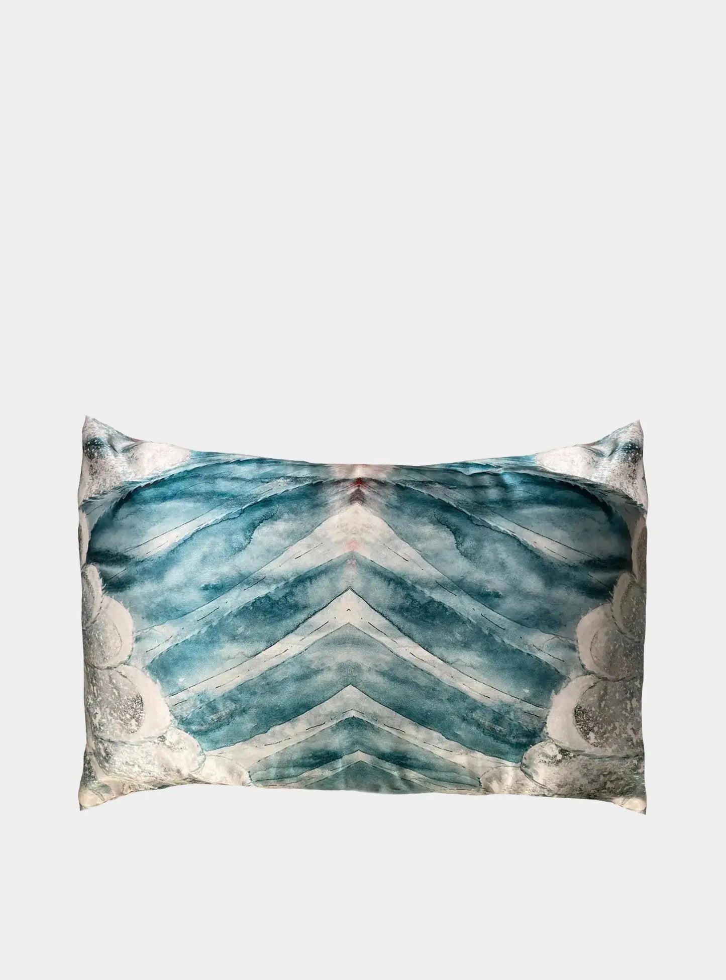 Silk Pillowcase - Aqua With Wing Design Long Studio Design