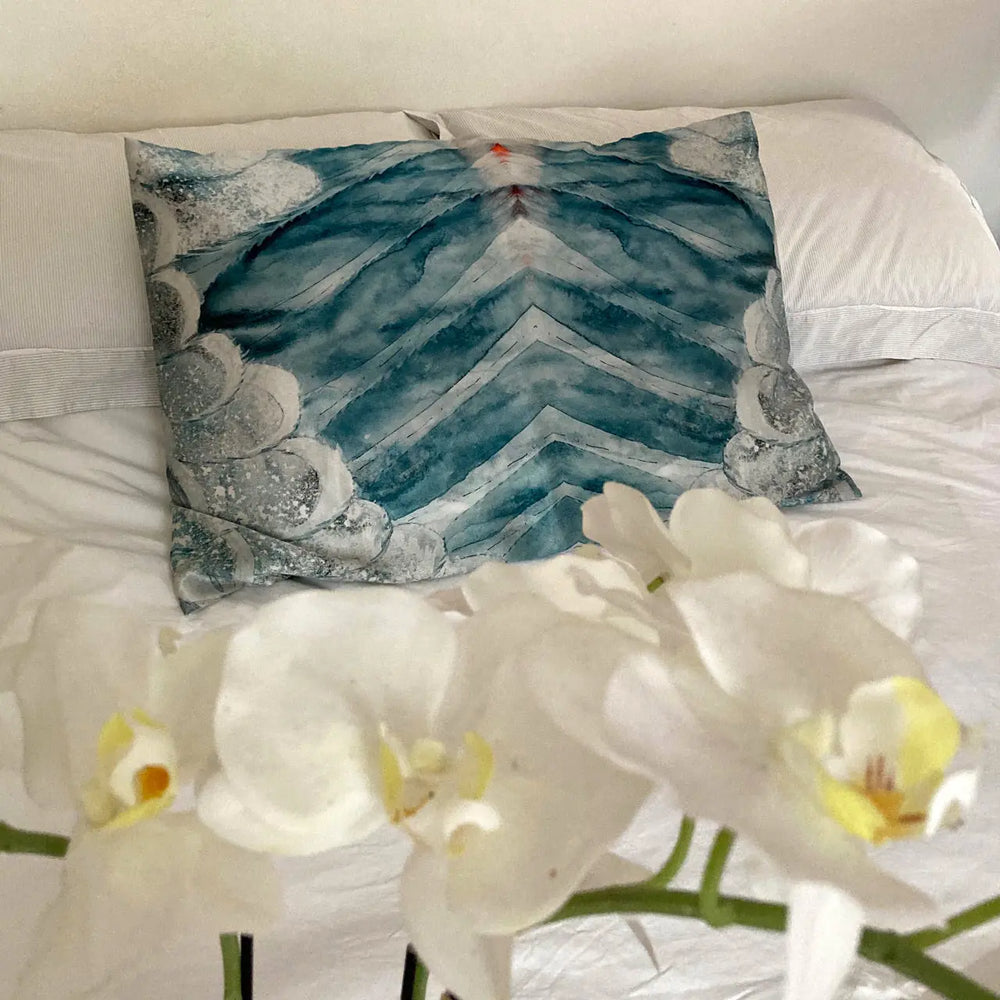 Silk Pillowcase - Aqua With Wing Design Long Studio Design